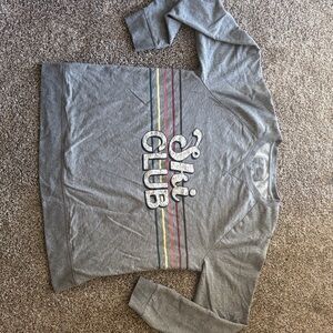 Gray Ski Club Sweatshirt with Stripes